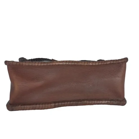 Brown Leather Southwestern Shoulder Bag Two Handle Concho Handmade Morocco - Picture 3 of 15